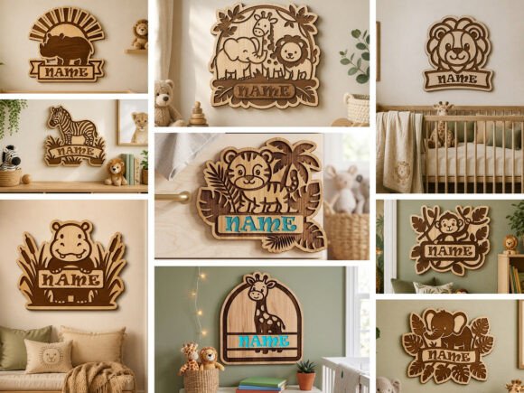Download Laser Cut Safari Nursery Name Signs - Premium Resources